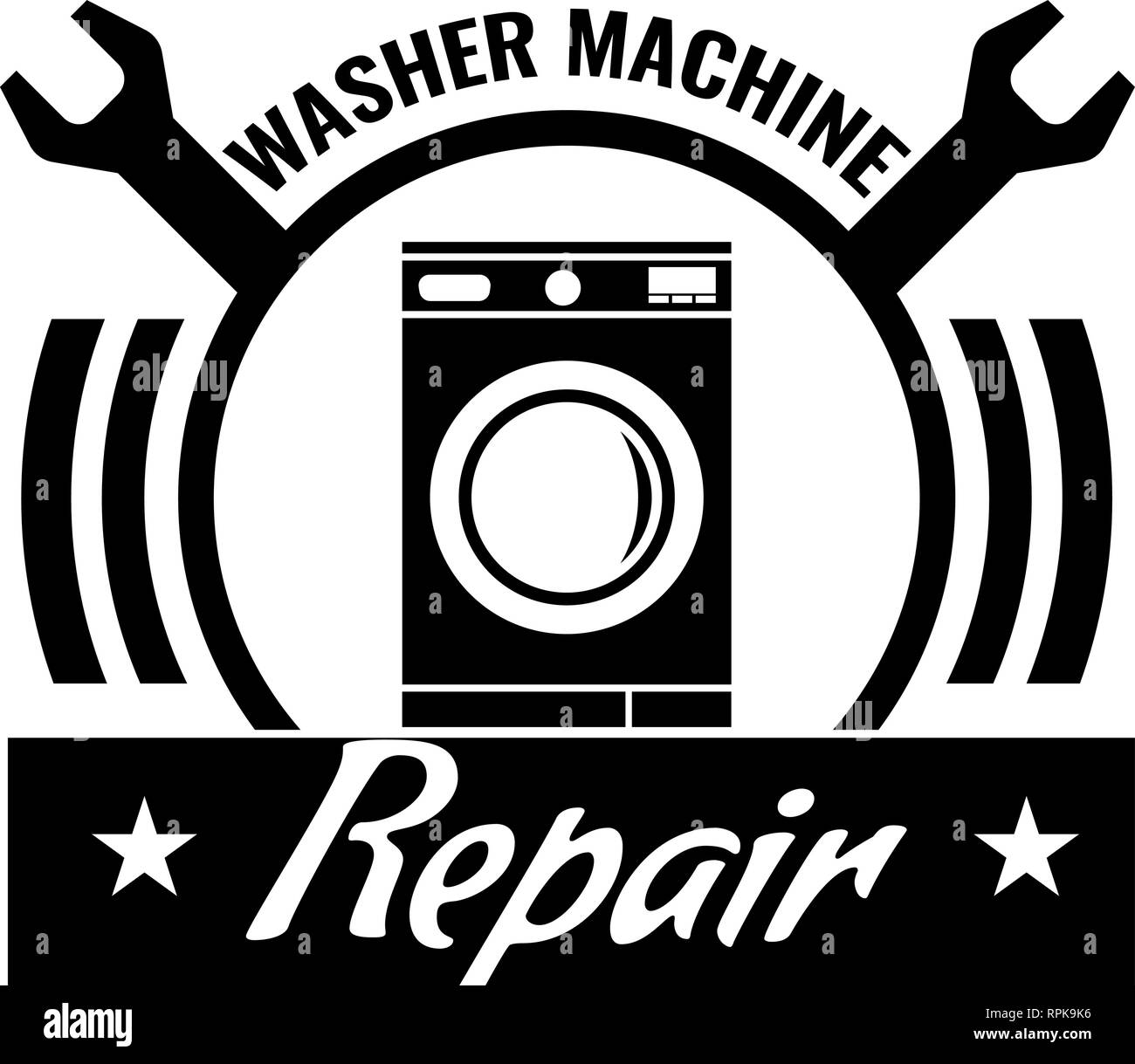 Washing machine repair icon or logo concept. Washing machine repair symbol. Vector illustration. Stock Vector