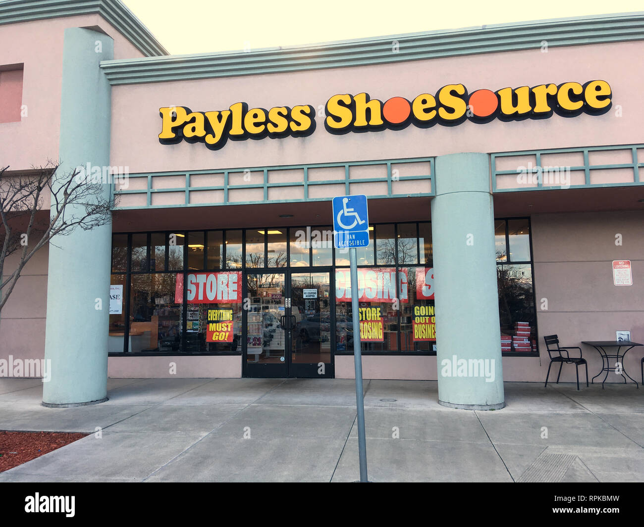 Payless Shoe Source store closing sale in San Jose California. Stock Photo