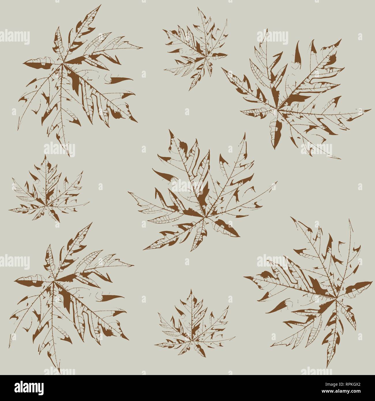 Abstract background and texture, seamless pattern of papaya leaf Stock Vector