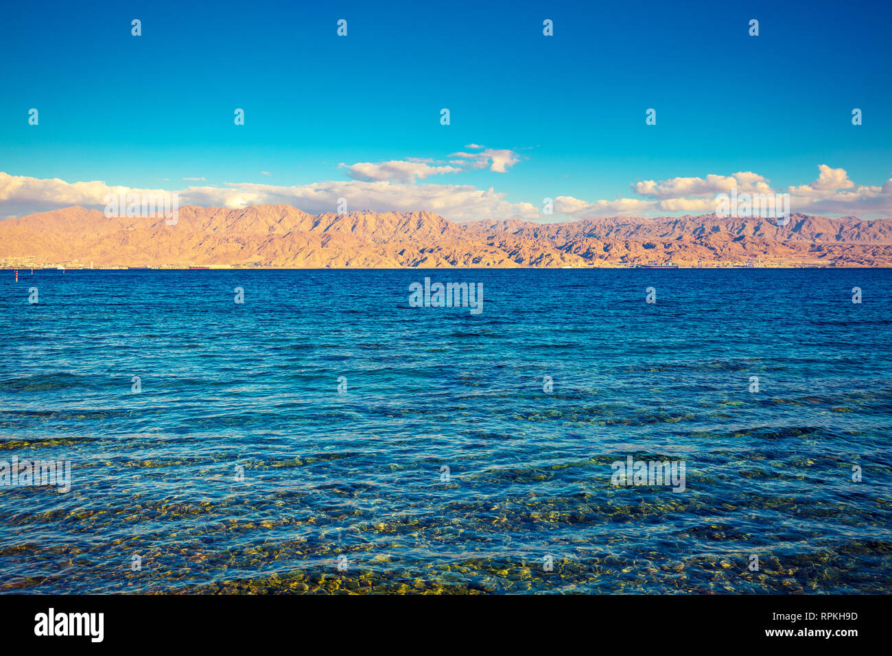 View of the Red sea and mountain. Eilat, Israel Stock Photo