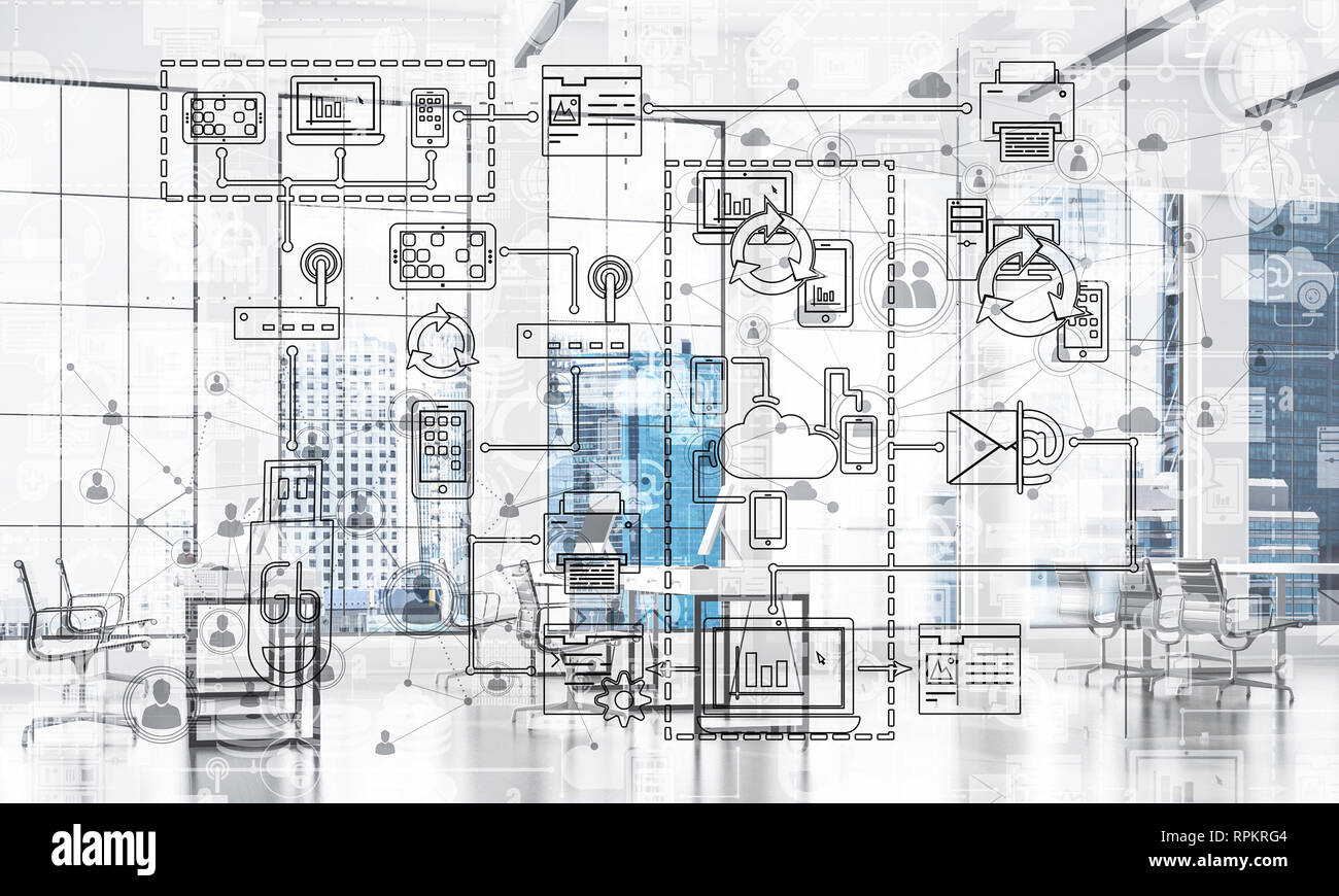 Technology background image with media interface as connection and ...