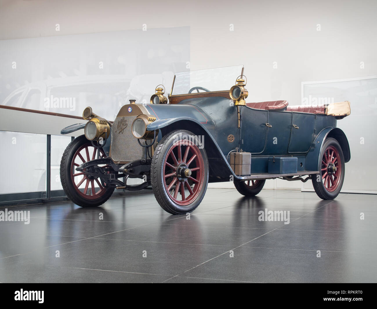 ARESE, ITALY-FEBRUARY 13, 2019: 1910 A.L.F.A. 24 HP in the Alfa Romeo Museum (Museo Storico Alfa Romeo) Stock Photo