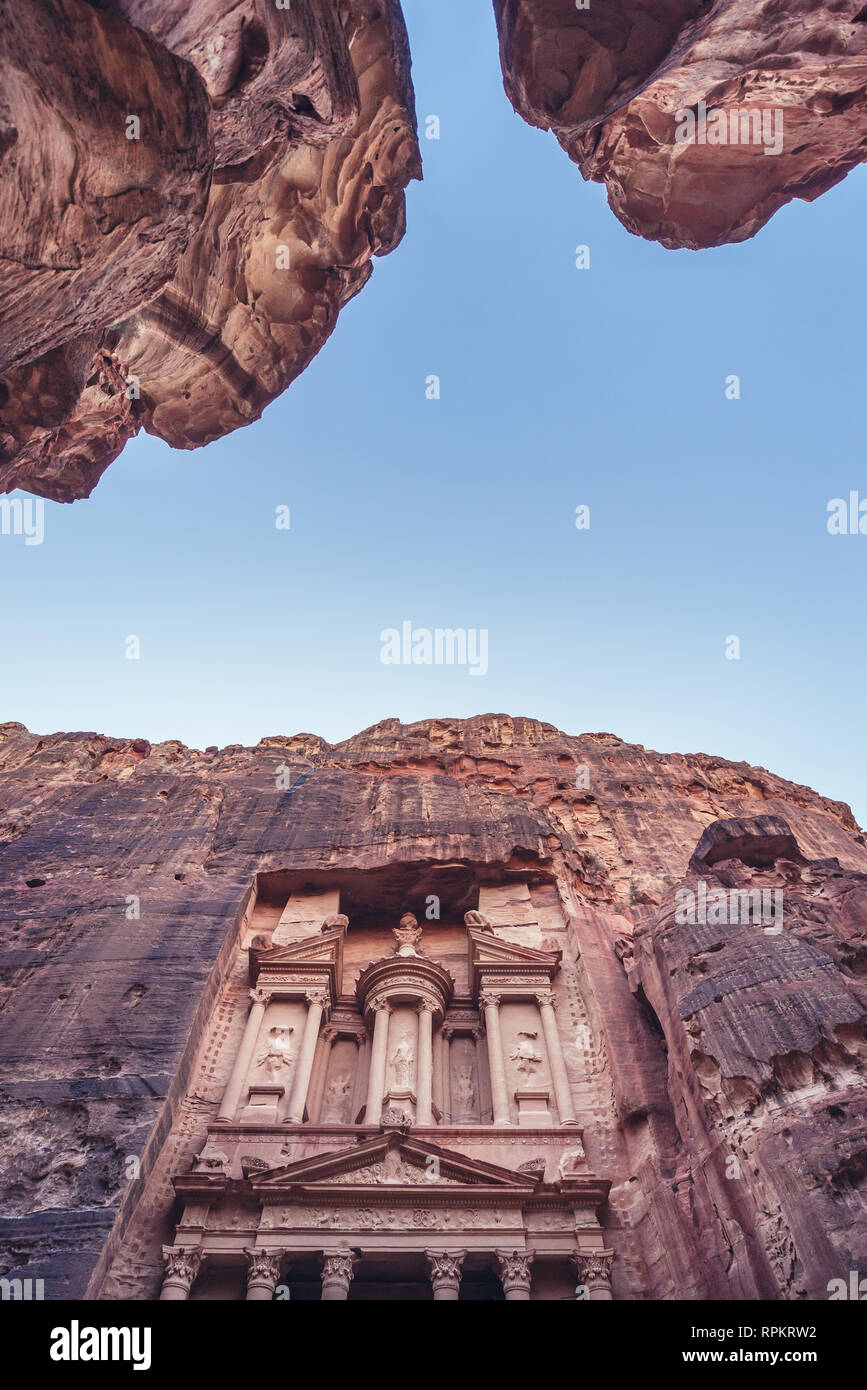 Al Khazneh temple - The Treasury in Petra archaeological city in Jordan Stock Photo