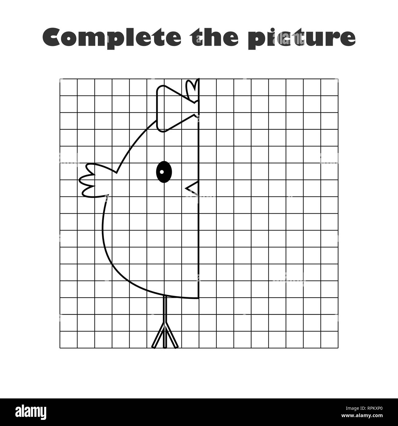 Complete the picture, easter chick in cartoon style, drawing 
