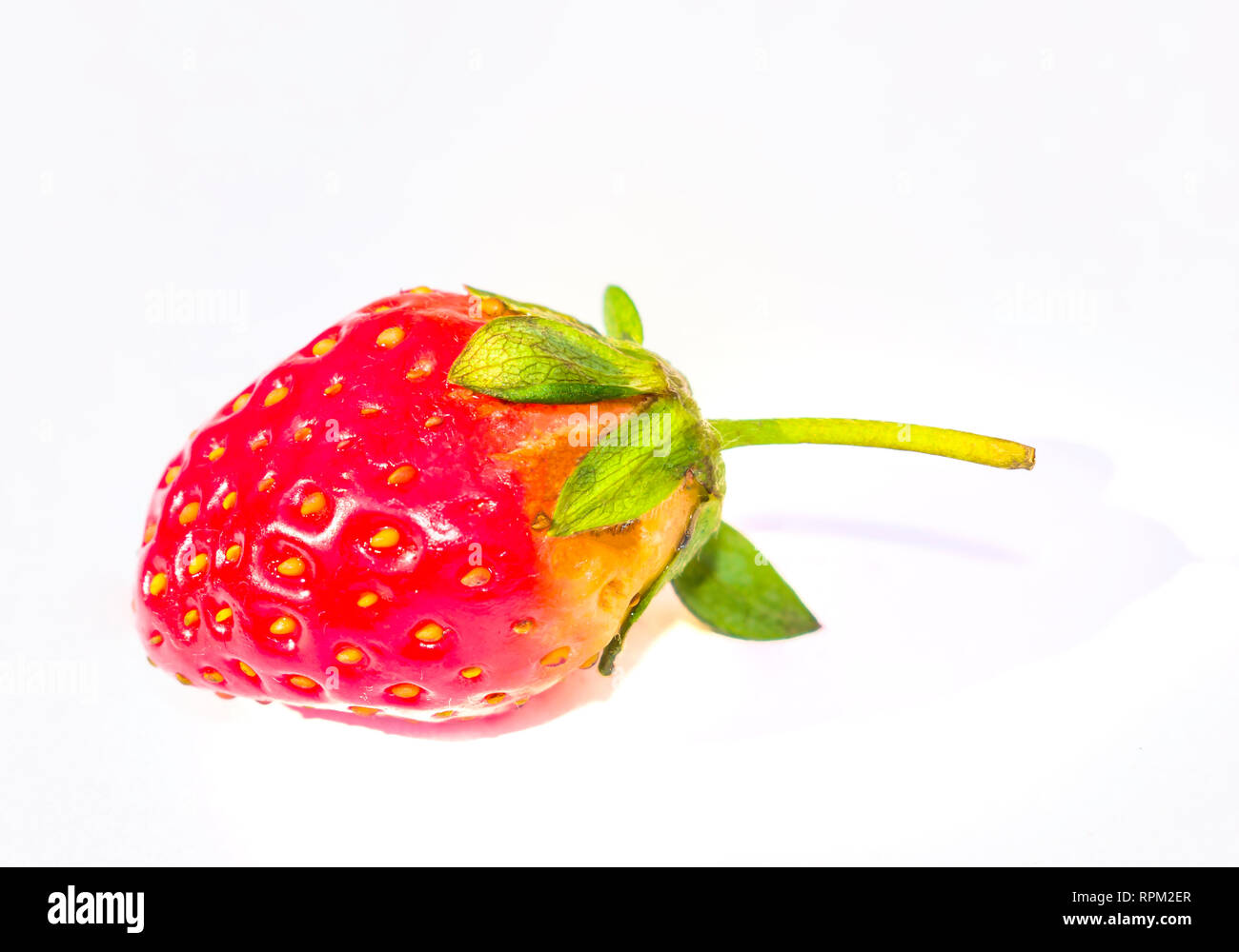 strawberry isolated on white background with green leaves Stock Photo ...