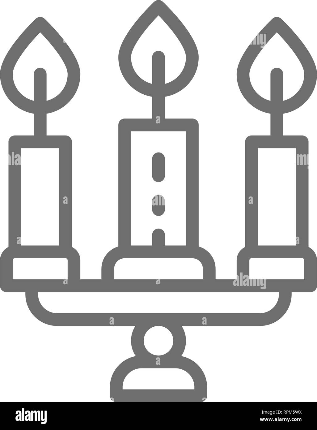 Candlestick, chandelier with candles line icon. Stock Vector