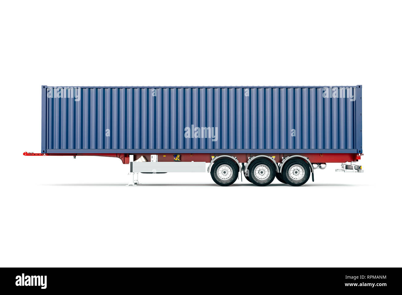 Trailer Container Background 3d cargo shipping container trailer on white background Stock Photo - Alamy