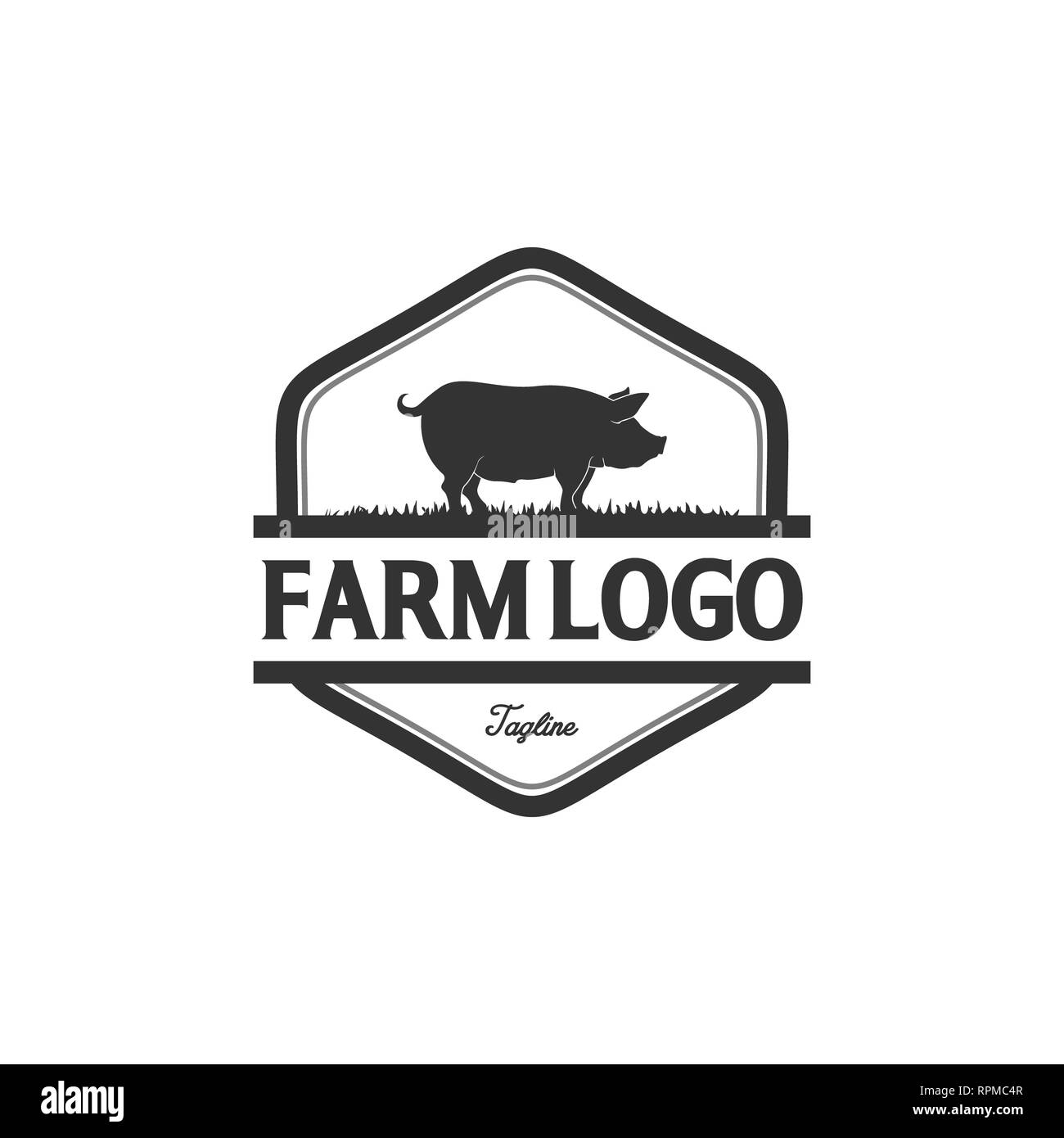 vintage pork logo designs for farm company Stock Photo