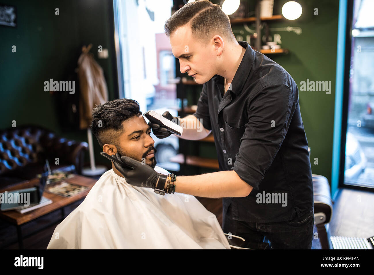 Professional Styling Close Up Side View Of Young Bearded Man