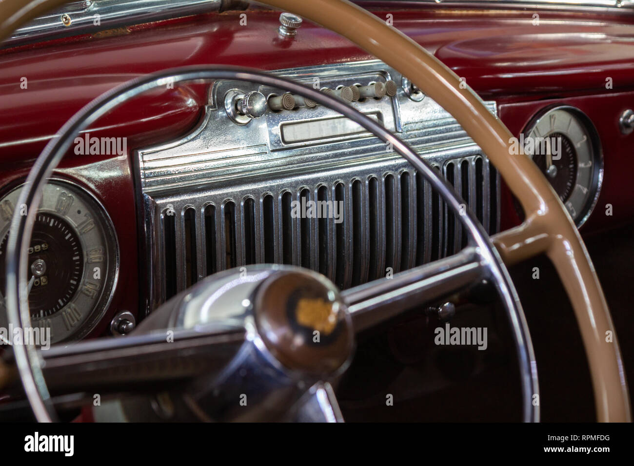 Vintage Cadillac steering wheel and panel - 1942 Cadillac Series 62