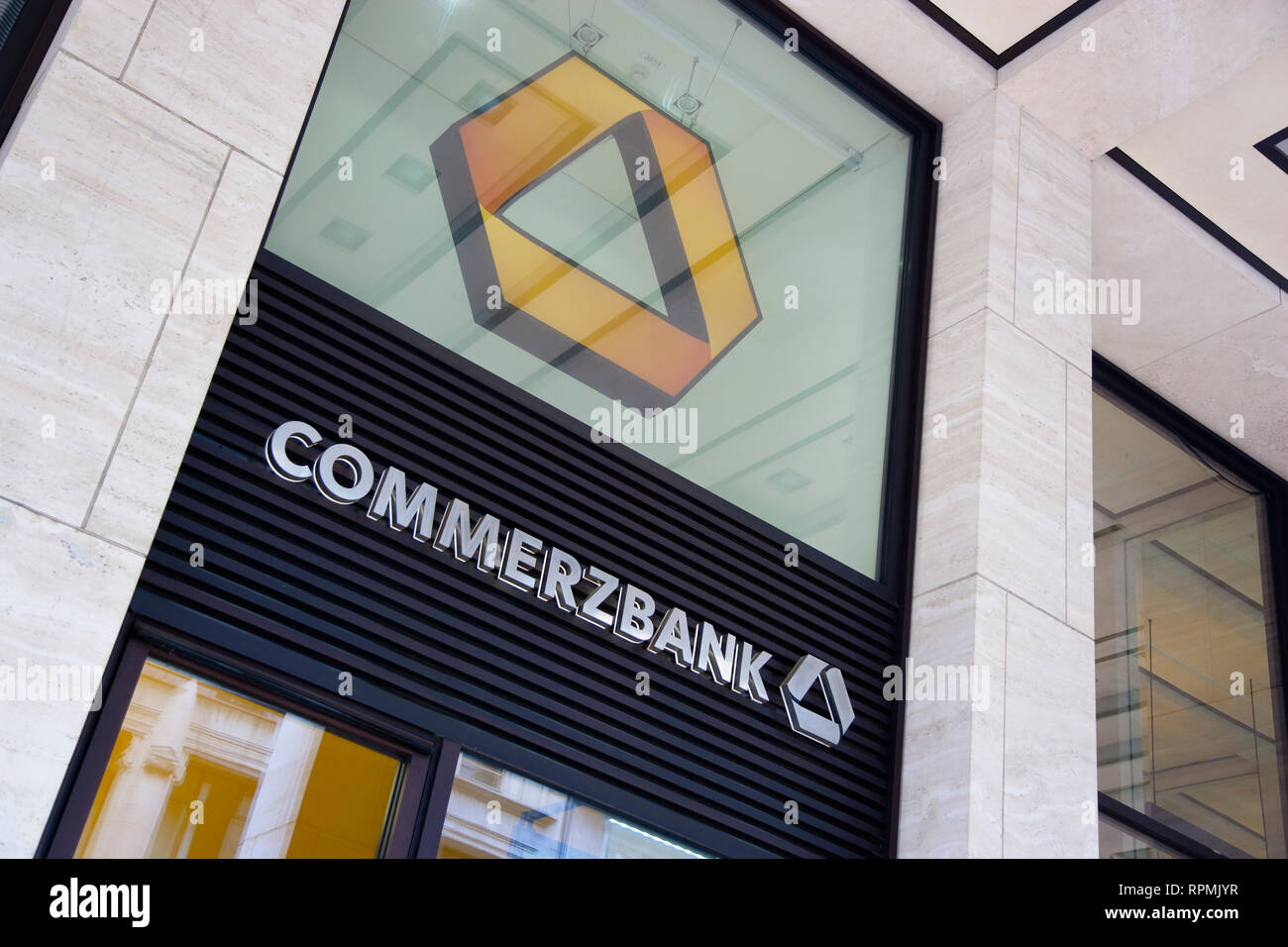Germany, Berlin, Mitte, Friedrichstrasse, Commerzbank sign Stock Photo ...