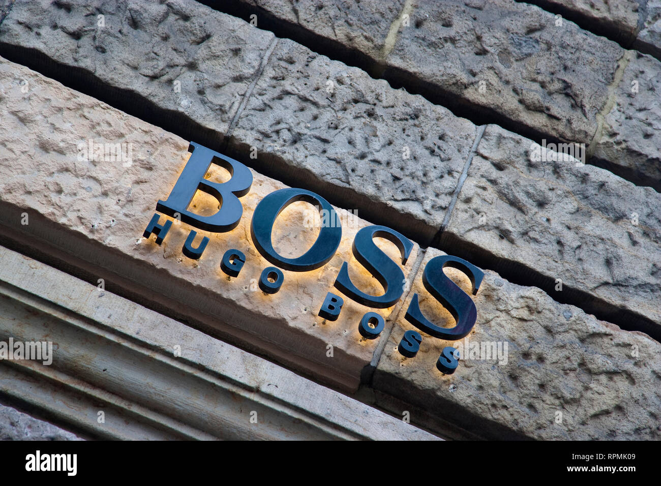 Germany, Berlin, Mitte, Friedrichstrasse, Hugo Boss fashion shop sign Stock  Photo - Alamy