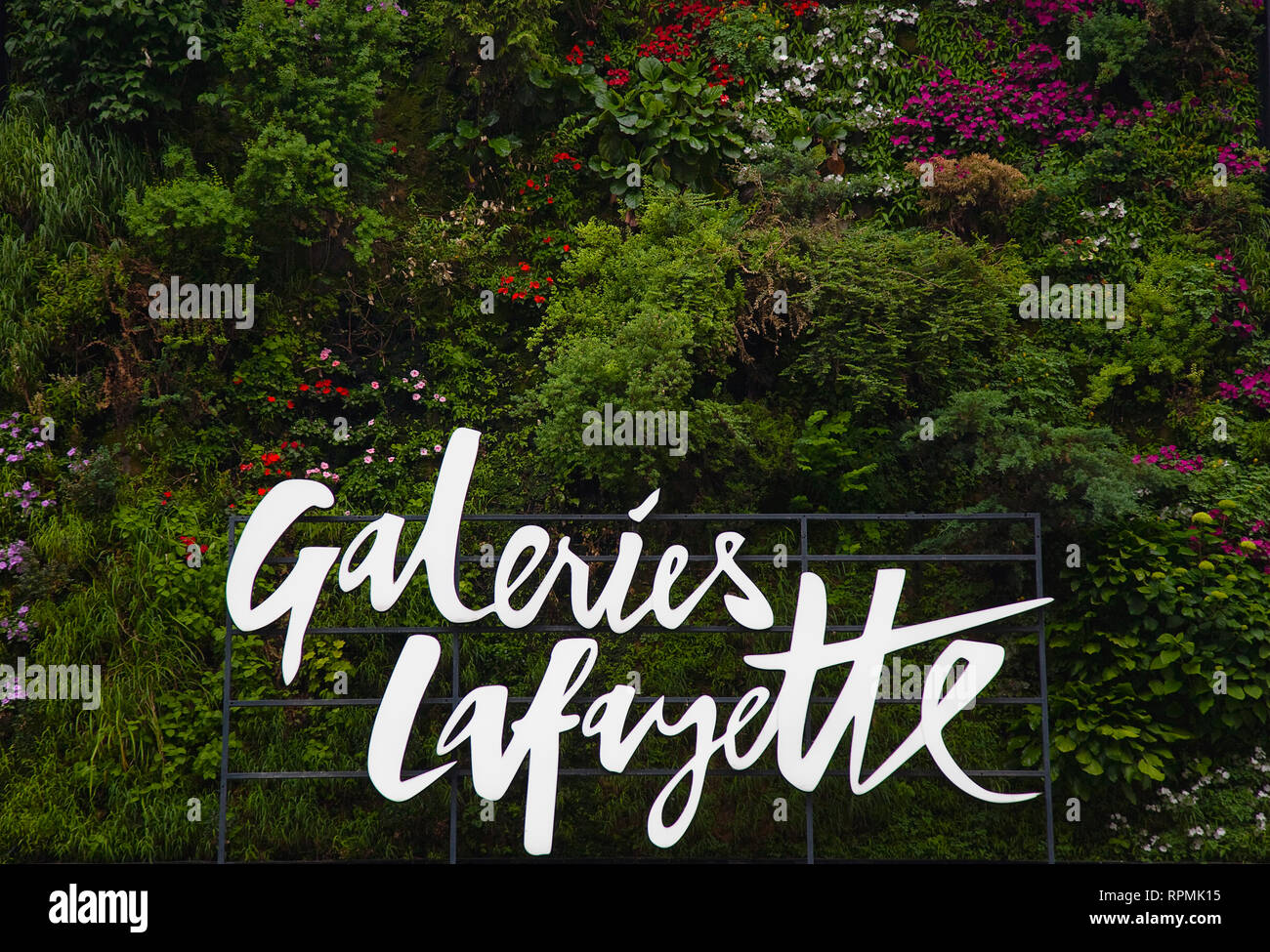 Germany, Berlin, Mitte, Friedrichstrasse, Vertical planting on Galeries Lafayette department store exterior. Stock Photo
