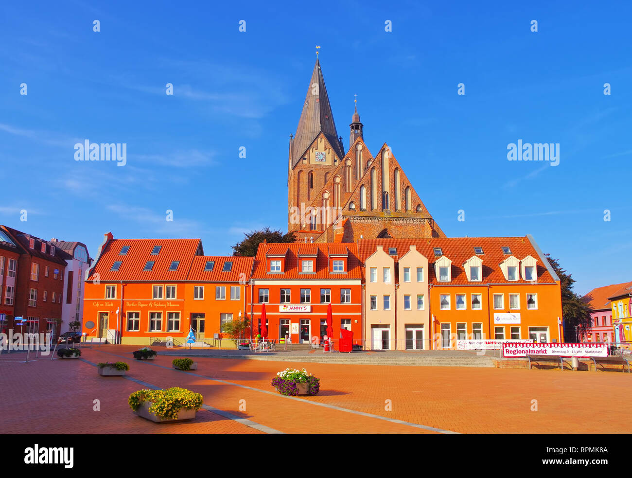 Barth market square and church, an old town on the Bodden in Germany Stock Photo