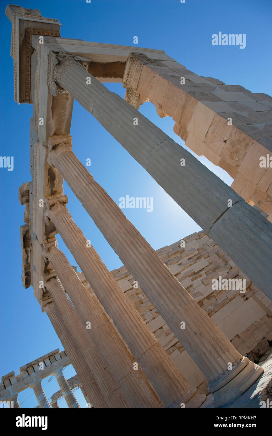 Greece, Attica, Athens, Acropolis, The Erechtheion ruins. Stock Photo
