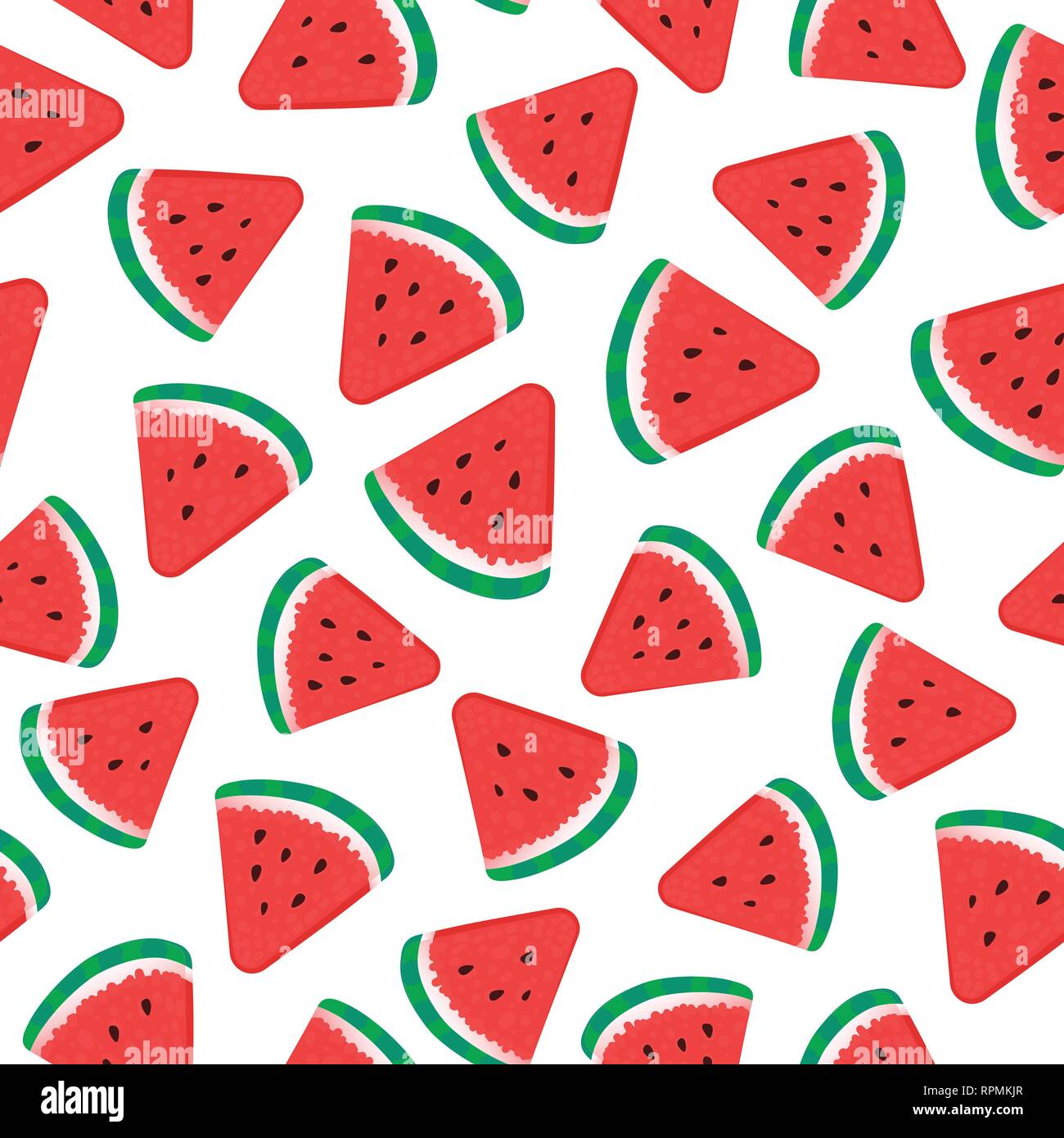 Watermelon pieces. Seamless pattern. Vector illustration isolated on white Stock Vector