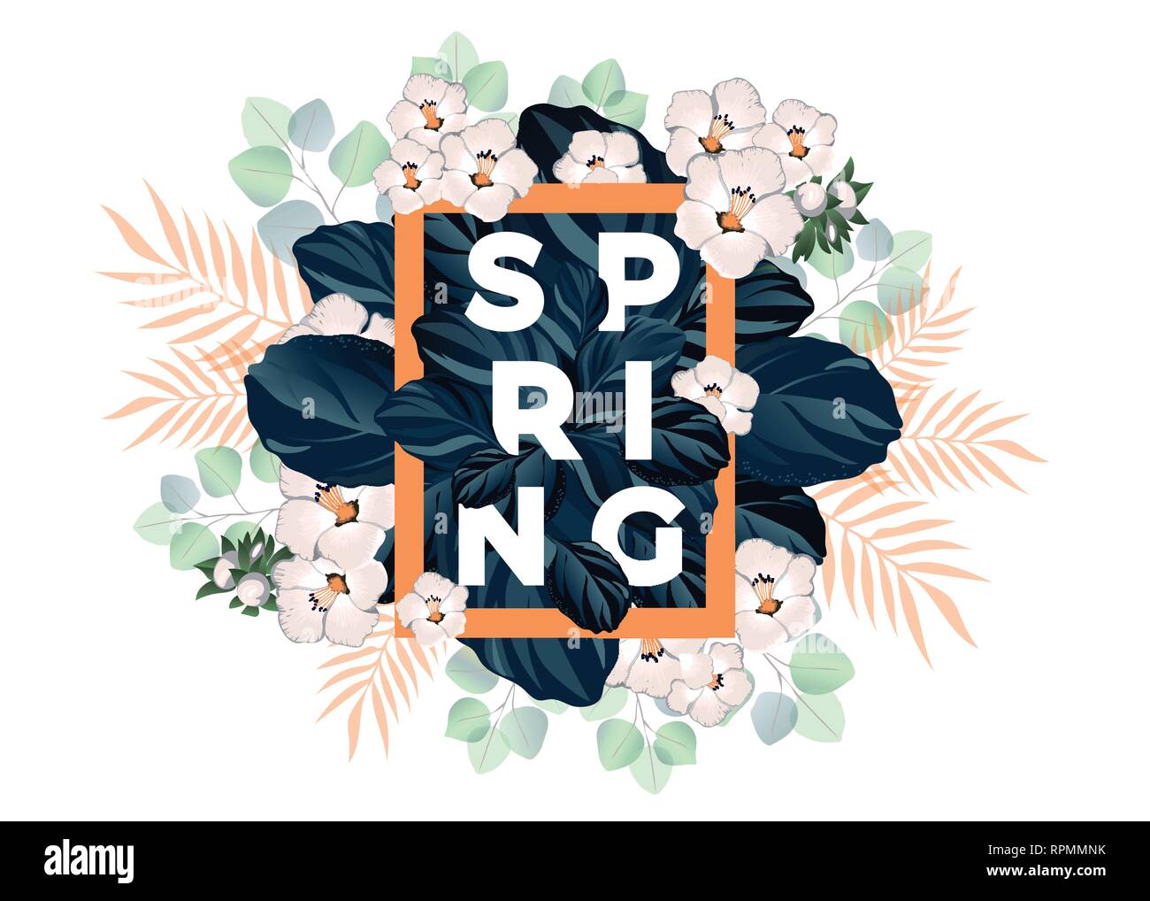 Spring banner with wild flowers and leaves Stock Vector Image & Art - Alamy