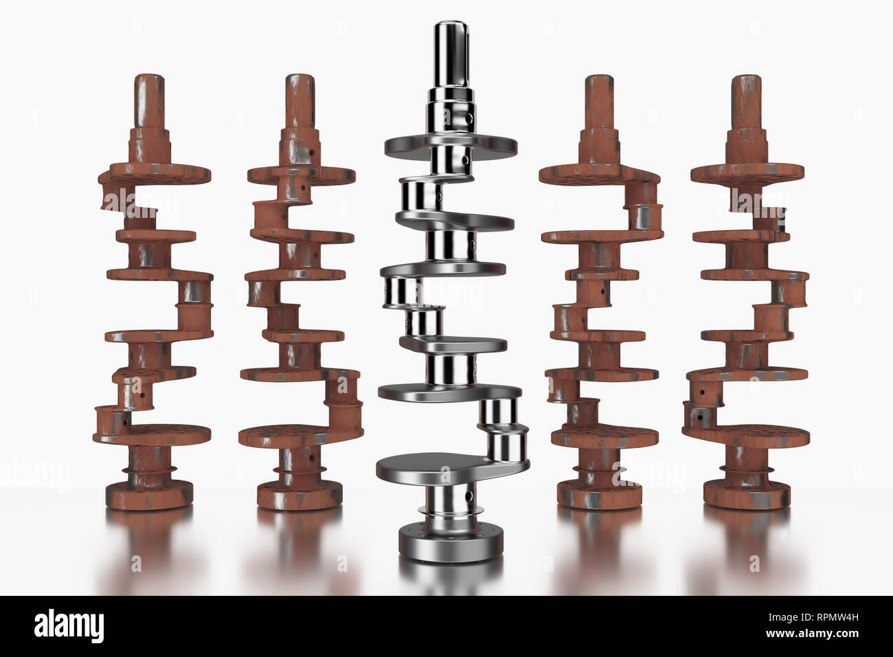 3D rendering. Crankshaft for 6v cylinders engine Stock Photo Alamy
