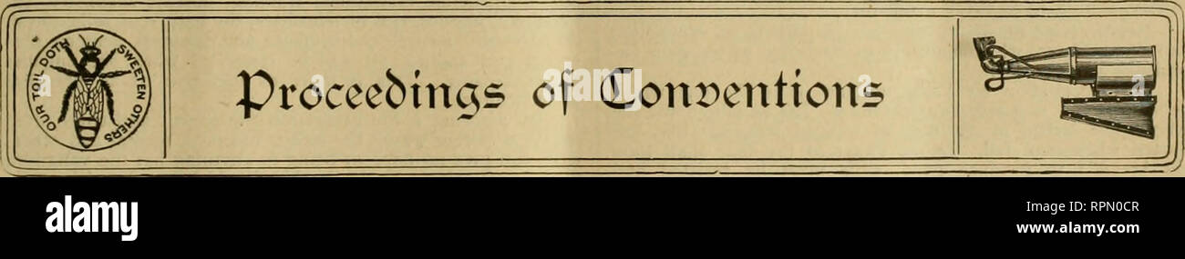 . American bee journal. Bee culture; Bees. March 16 1905 THE AMERICAN BEE JOURNAL. 205 ing an apple order for a A No. 1 fruit, I could scarcely find a perfect Tolman Sweet. They were covered with little punctures—small, black specks. These trees are in the bee-yard. None of our other varieties showed these spots. I remembered noticing^ bees crawling over apples and tap, tapping on the skin with their tails, and when I saw these spots it seemed as if they might have punched the holes with their stingers, and then turned around and licked up the nectar. A friendly bee keeper in Saratoga, to whom Stock Photo