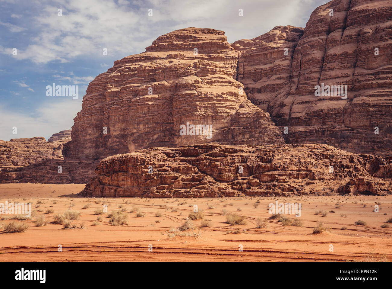 Mountains in Wadi Rum valley also called Valley of the Moon in Jordan Stock Photo