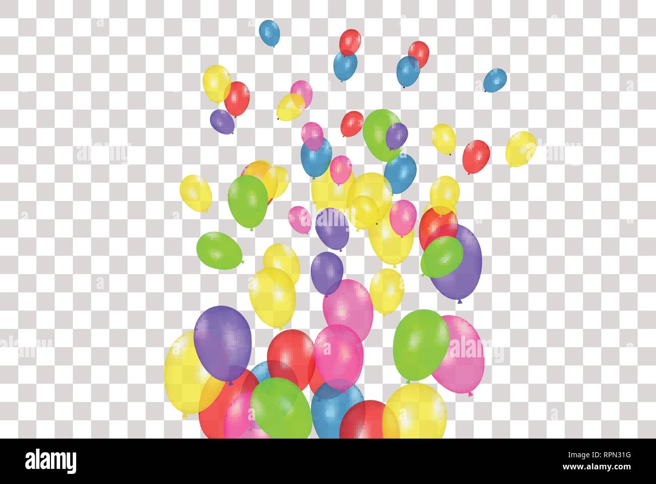 Color composition of vector realistic balloons isolated on transparent ...