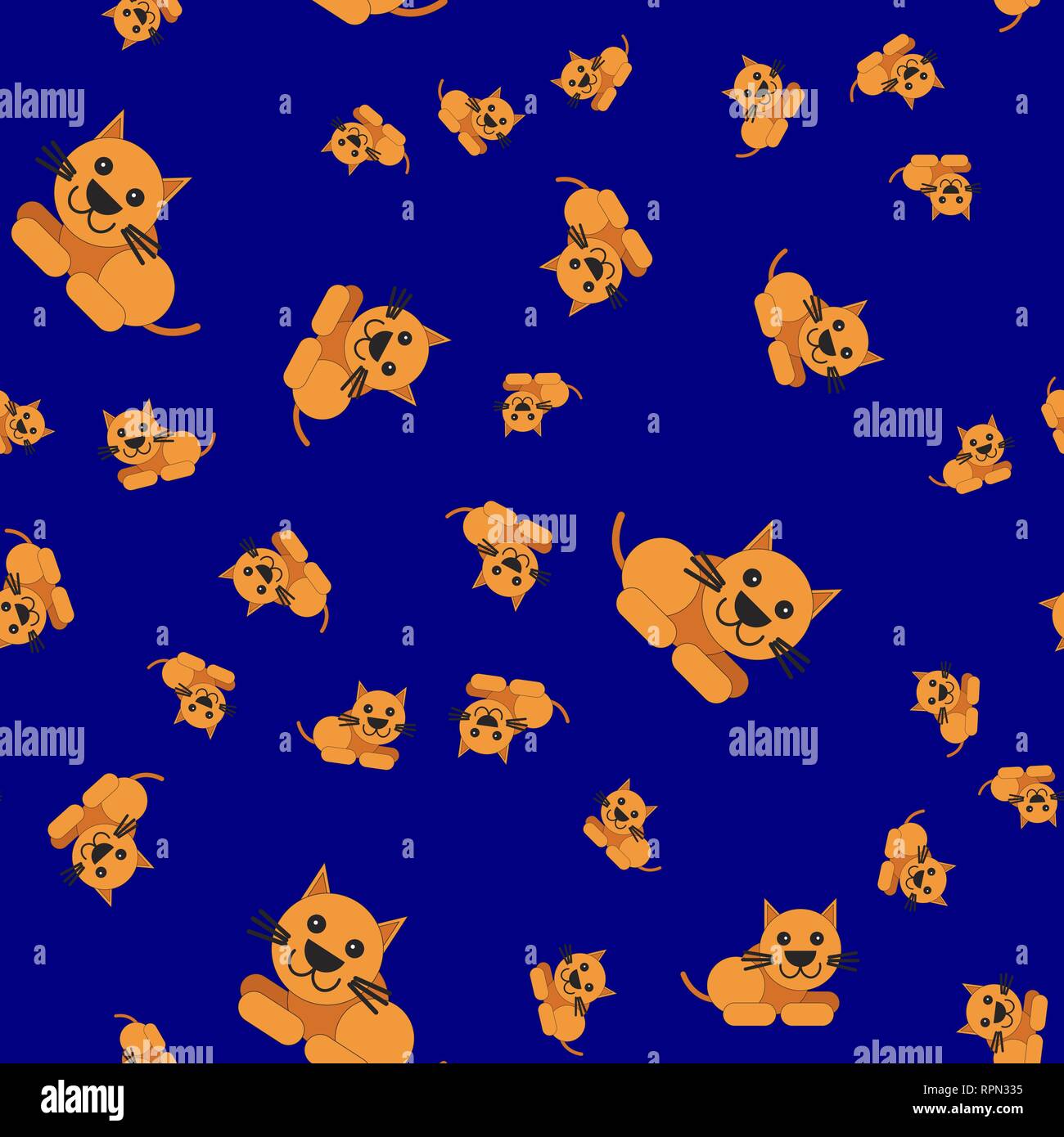 Seamless pattern made of cat. Vector illustration in cartoon style on a ...