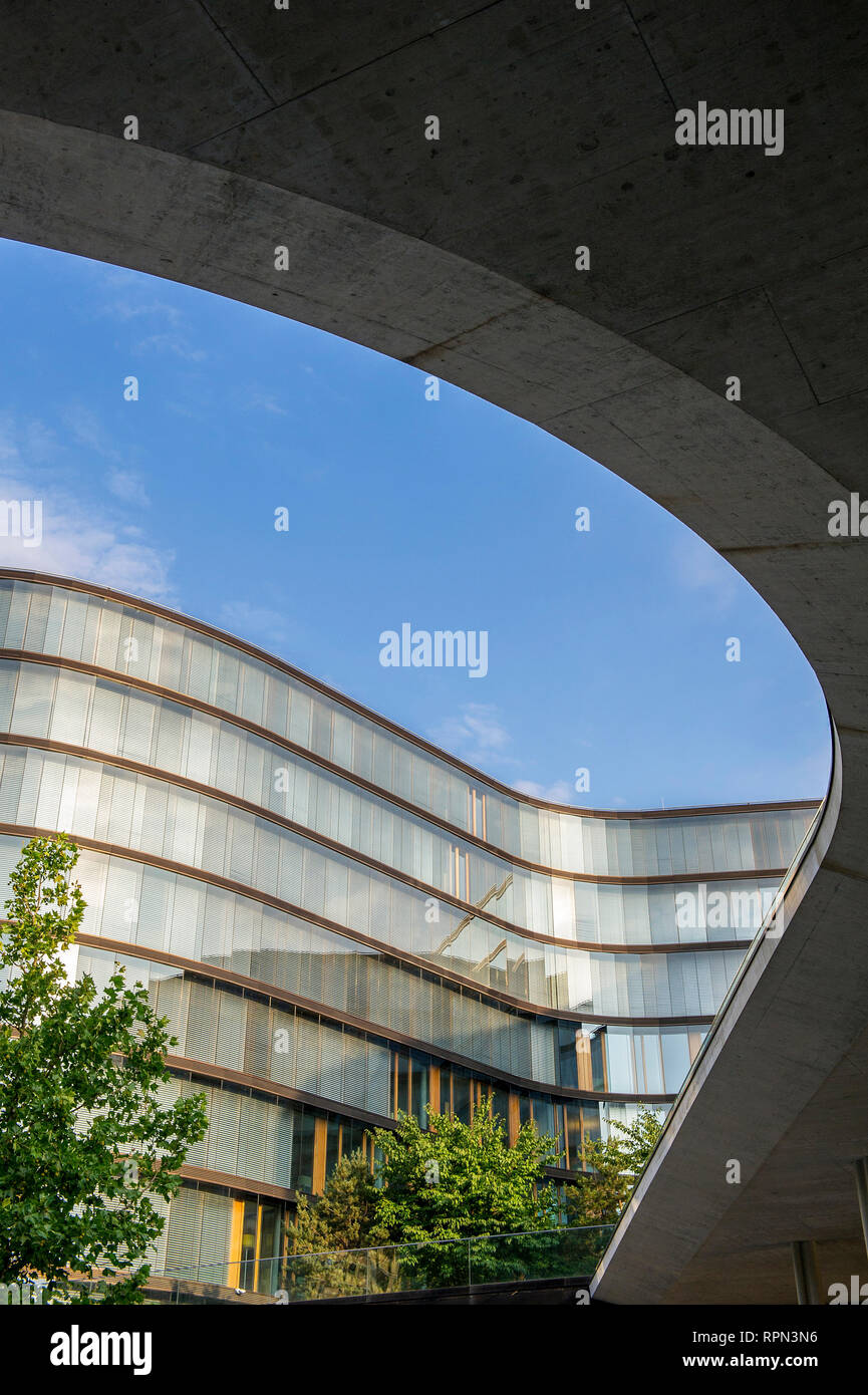 A detail of one of the buildings of the new district of Erste Campus, projected by Henke Schreieck studio, Vienna, Austria Stock Photo