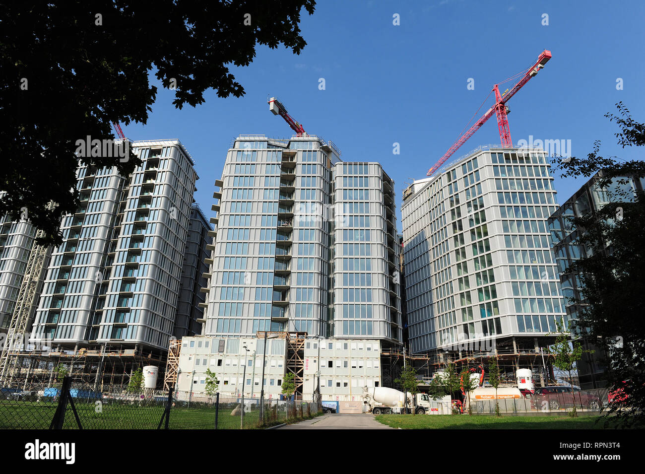 The Park am Belvedere, a hotel and residential complex designed by Italian architect Renzo Piano and currently in the process of being finished Stock Photo