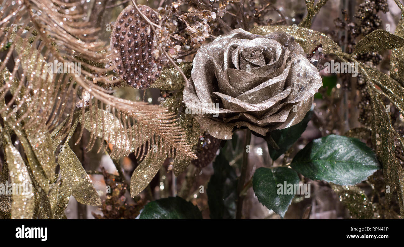 Rose, christmas tree decorations Stock Photo Alamy