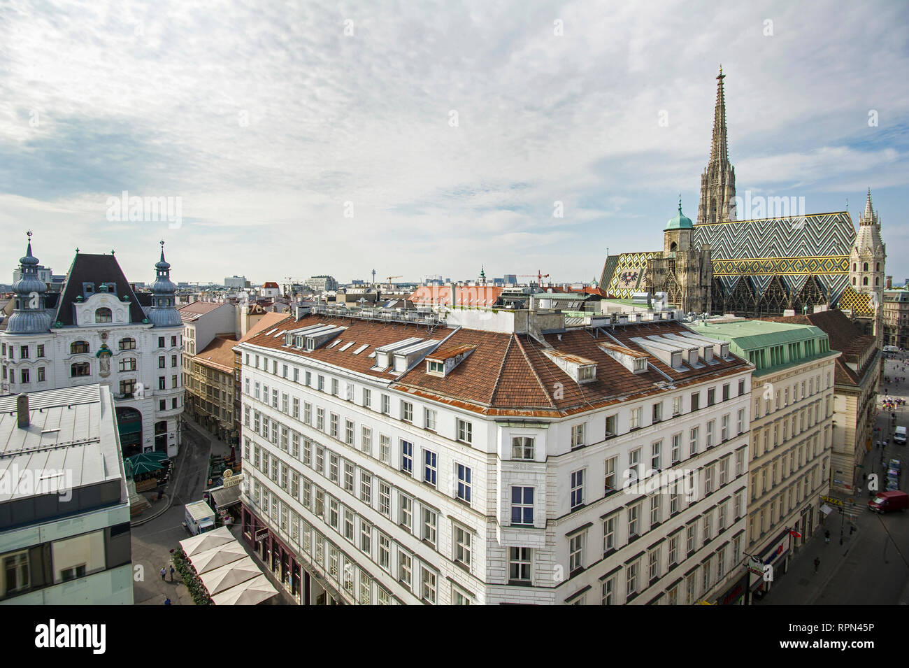 Aerial view of central Vienna with Stephansdom in the background, Austria, Europe Stock Photo