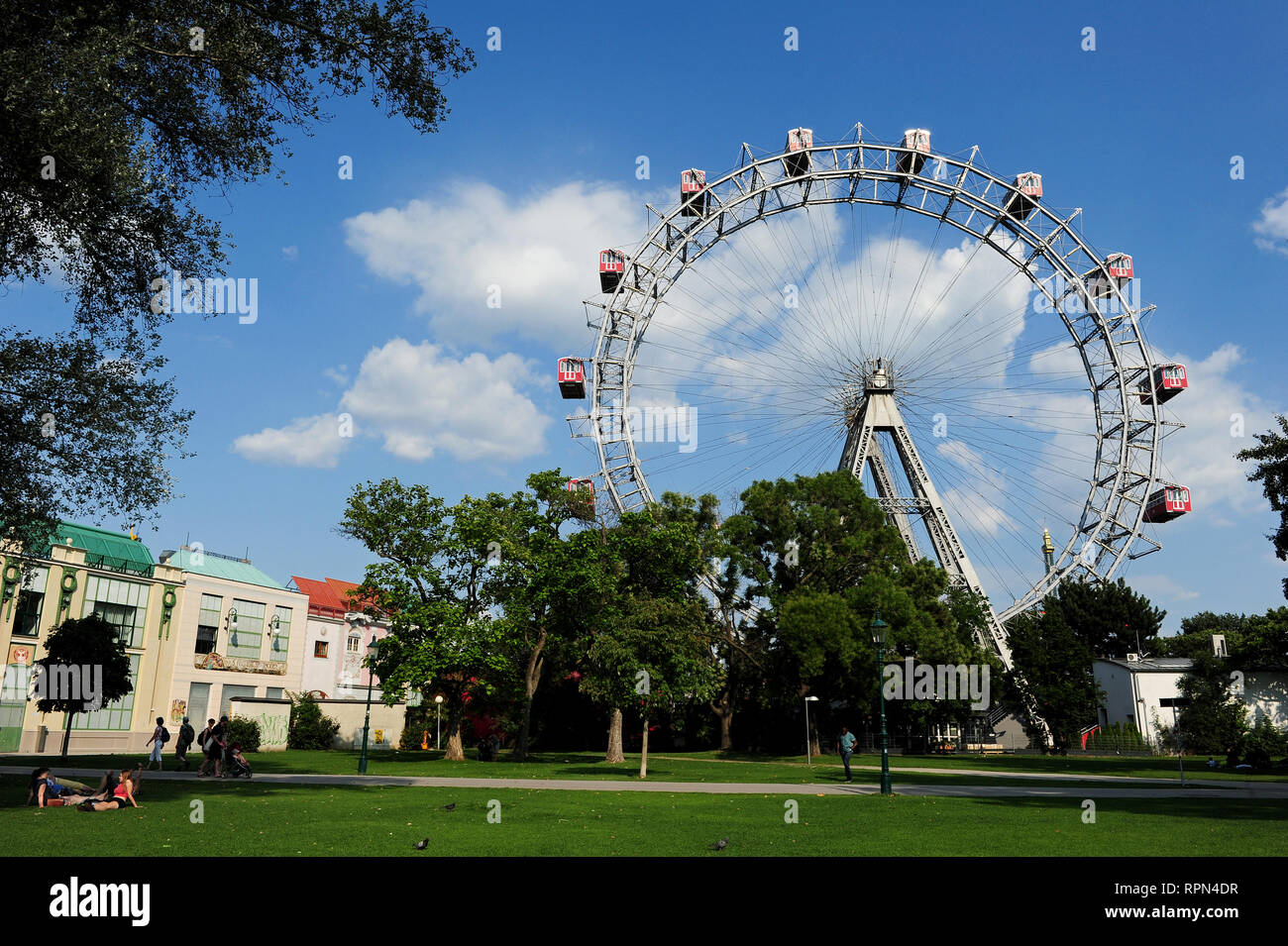 The Prater amusement park big wheel Reisenrad in Vienna, Austria Stock Photo