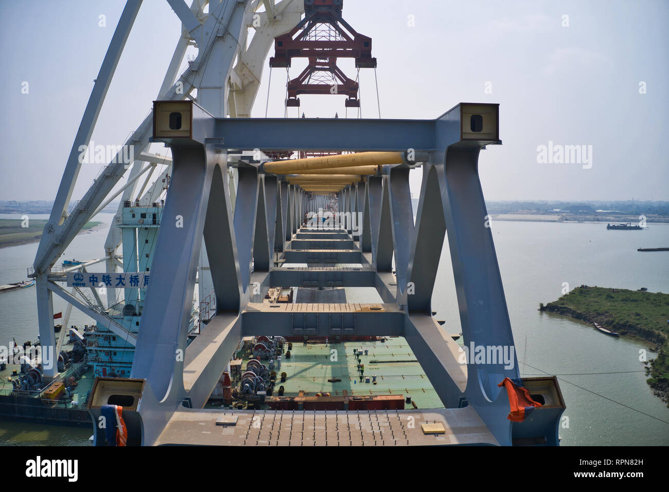 65 percent construction of Padma Bridge completes Stock Photo