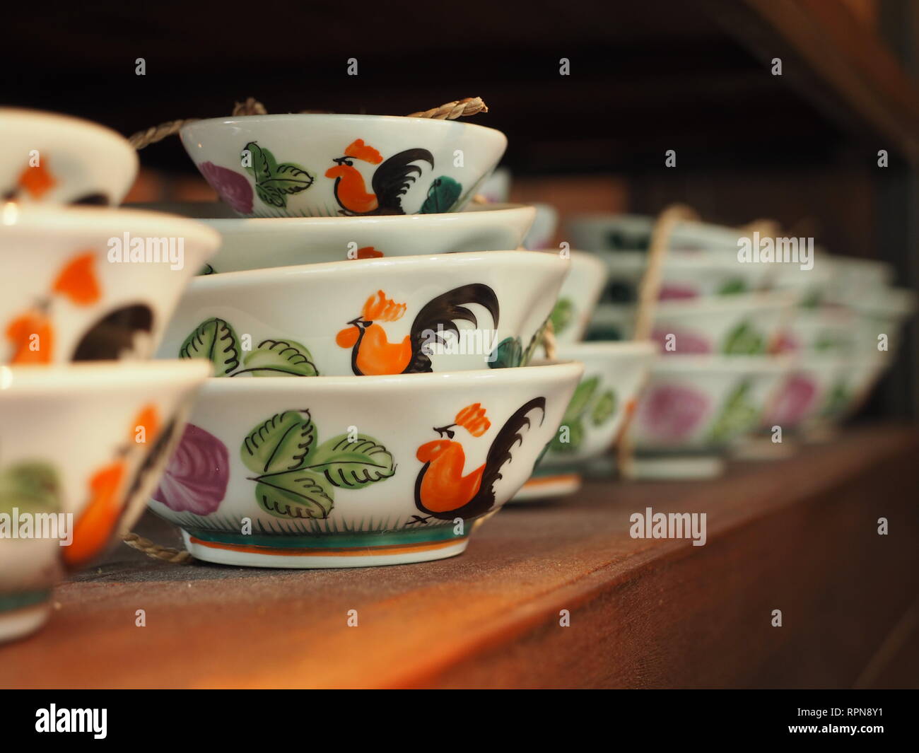 ceramic bowl with chicken pattern Stock Photo - Alamy