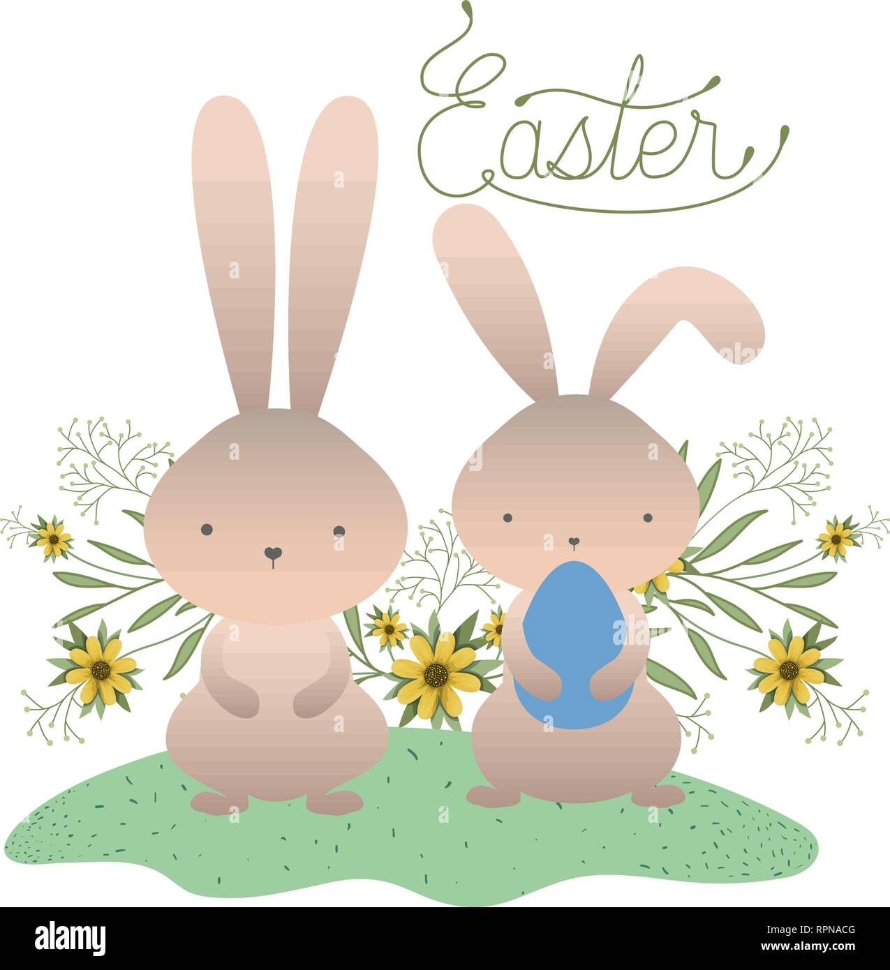 easter label with egg and flowers icon Stock Vector Image & Art - Alamy