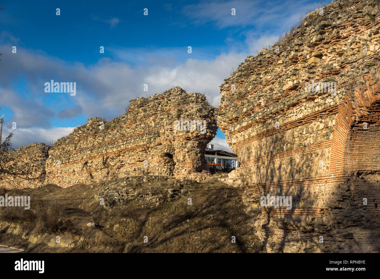 The ancient wall of Roman city of Diocletianopolis, town of Hisarya