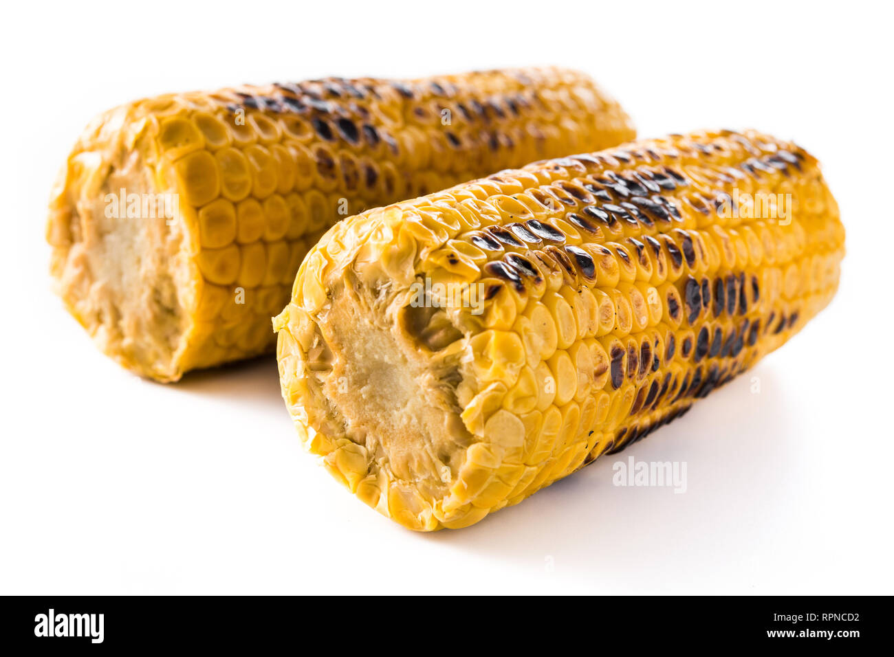 Grilled sweet corn isolated on white background Stock Photo