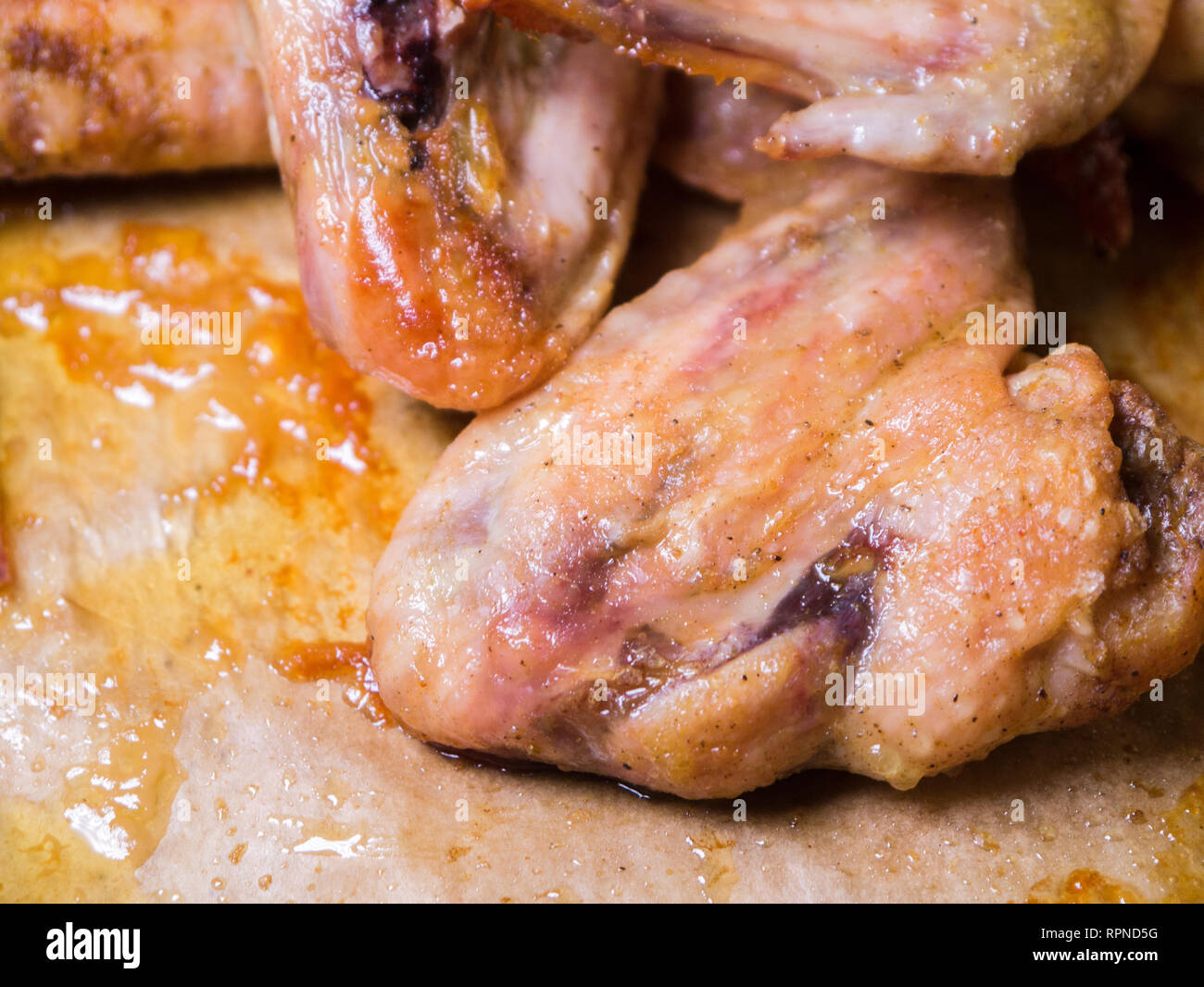 fried chicken wings with crispy crust close macro Stock Photo Alamy