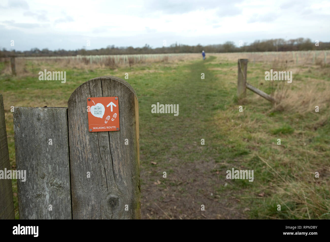 Signboard giving directions of walking route, Heart of England Forest