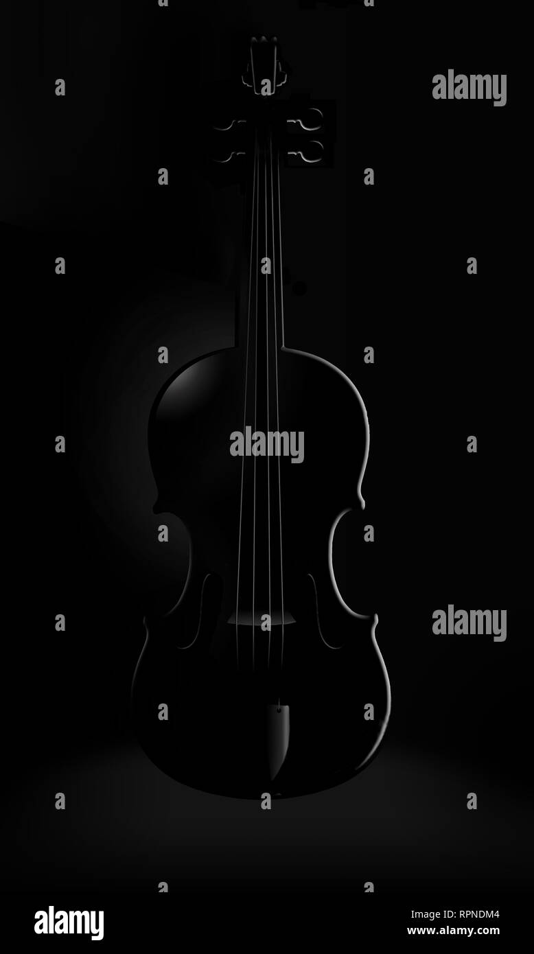 A violin is seen glowing in striking and unusual lighting in this image. This is an illustration. Stock Photo