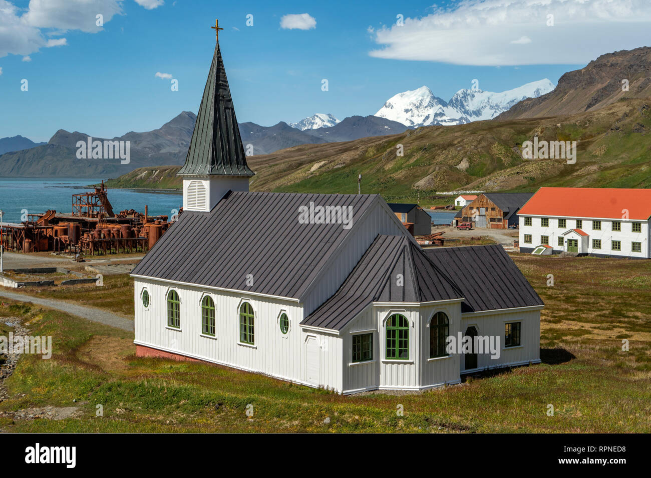 The Whalers' Church at Grytviken, South Georgia Stock Photo