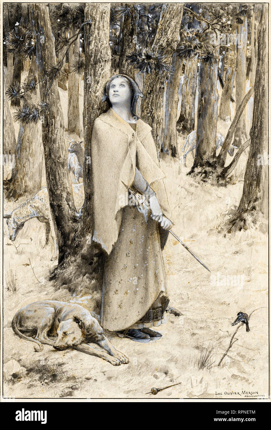 Luc Olivier Merson, Joan of Arc Hearing the Voices, 1895, painting Stock Photo