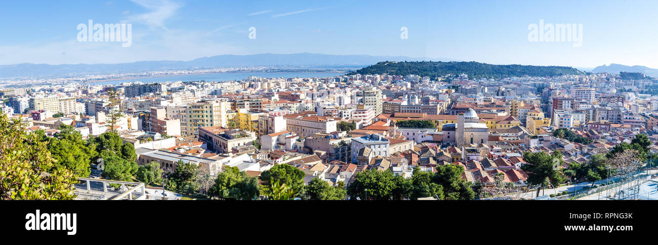 Panoramic view from the old town of Cagliari, capital of Sardinia, Italy Stock Photo