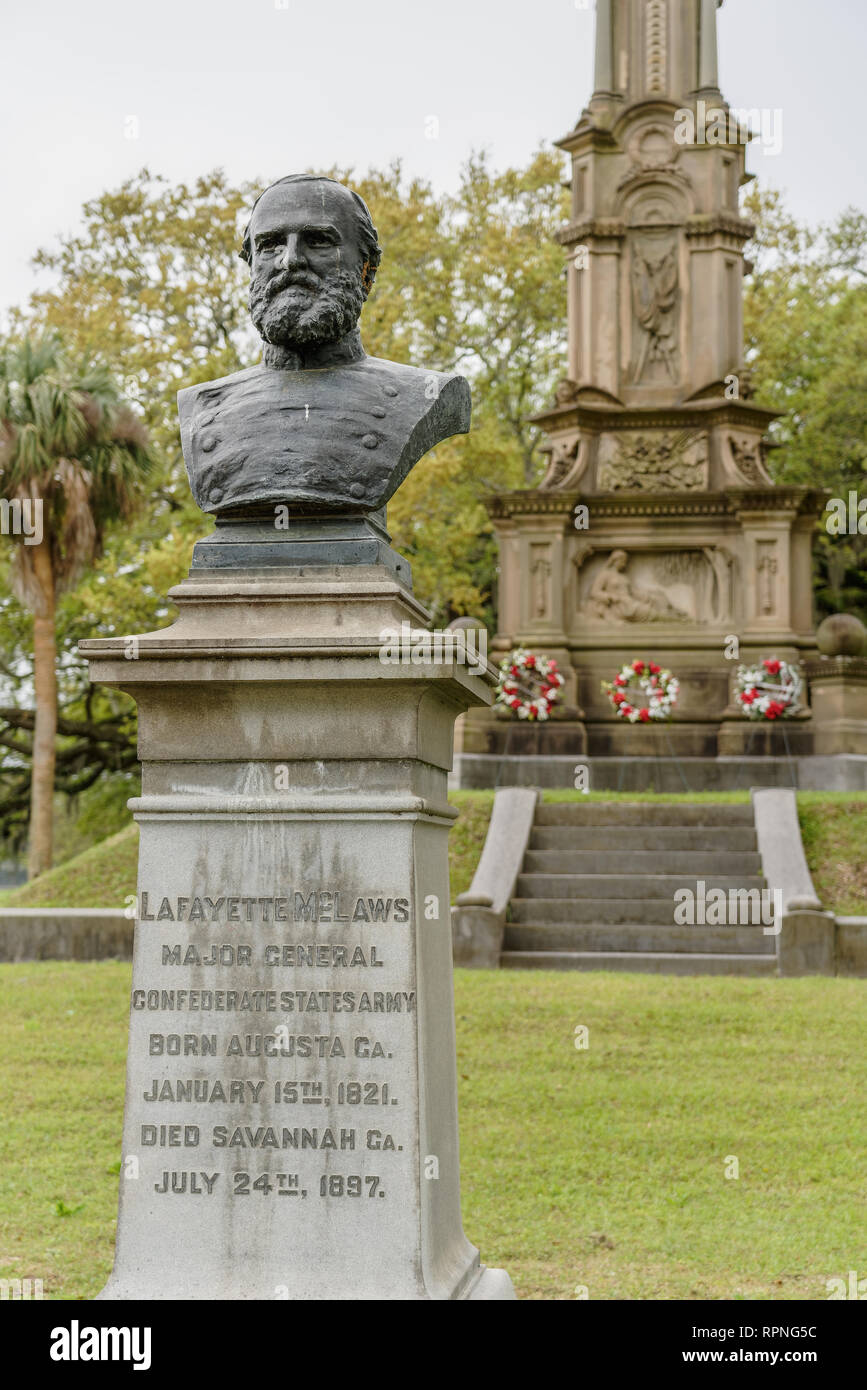 Savannah, GA April 10, 2018 Bust of Major General Lafayette McLaws
