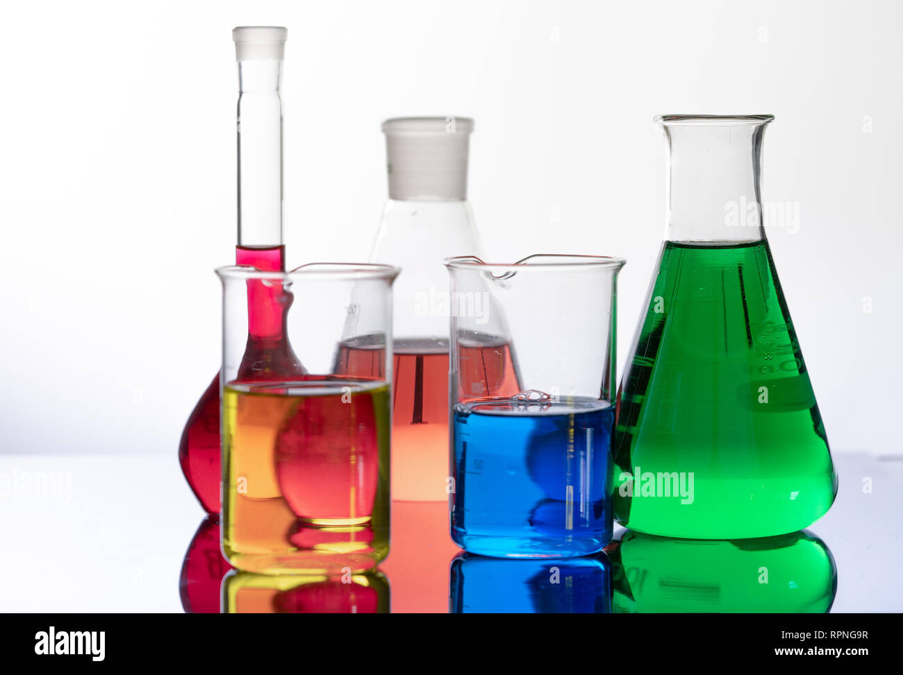 flasks and test tubes in a chemistry laboratory Stock Photo - Alamy