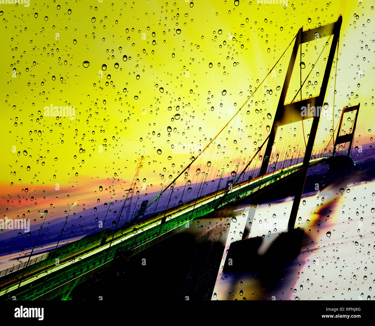 DIGITAL ART: Severn Bridge near Bristol, Avon, Great Britain Stock Photo