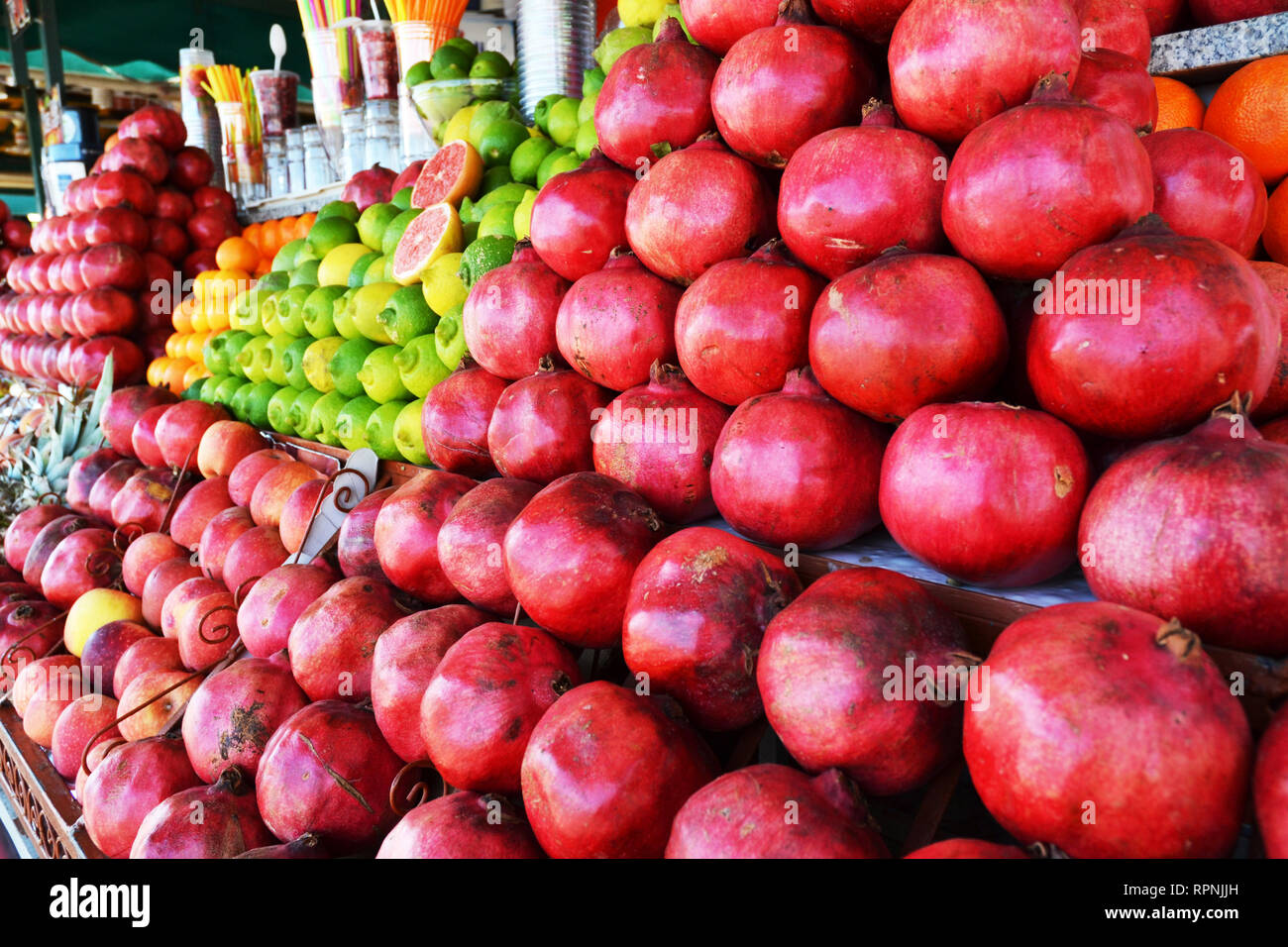 Fruit Juice Stall At Jemaa ElFna Square Stock Photo Alamy