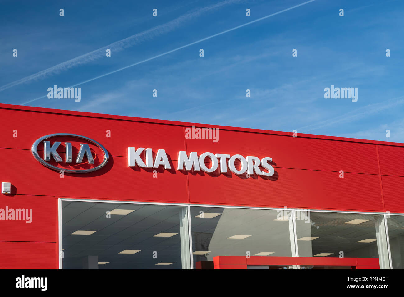 RONCQ,FRANCE-February 20,2019: View of the KIA brand dealership store. Stock Photo