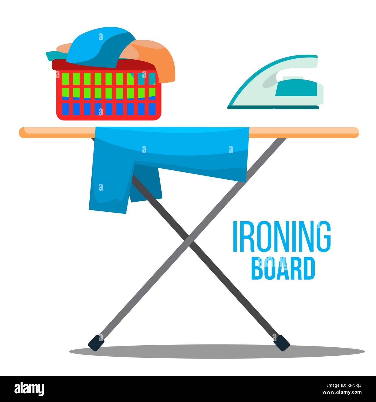 Ironing Board Vector. Iron, Linen, Cleaning, Cleanliness Icons Isolated