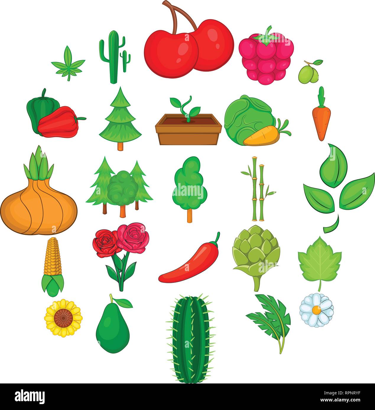 Green world icons set, cartoon style Stock Vector Image & Art - Alamy