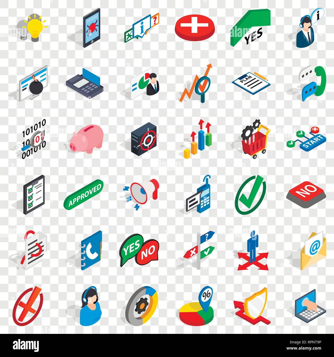 Analytics icons set, isometric style Stock Vector